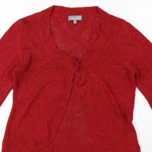 Per Una Women’s Red Size 12 Open Knit Long Sleeve Cardigan