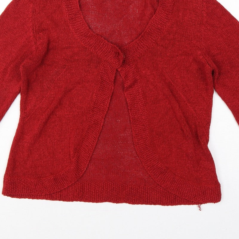 Per Una Women’s Red Size 12 Open Knit Long Sleeve Cardigan