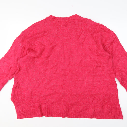 Marks and Spencer Women Red XL Crew Neck Knit Pullover Jumper