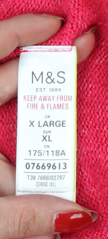 Marks and Spencer Women Red XL Crew Neck Knit Pullover Jumper
