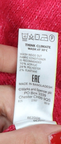 Marks and Spencer Women Red XL Crew Neck Knit Pullover Jumper