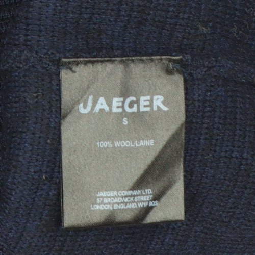 Jaeger Women’s Navy S Rib Knit Wool Pencil Midi Skirt with Pockets