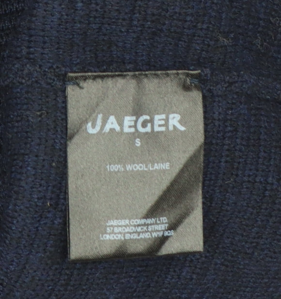 Jaeger Women’s Navy S Rib Knit Wool Pencil Midi Skirt with Pockets