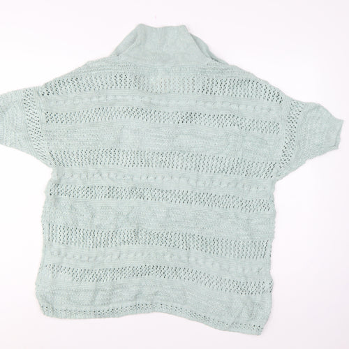 Joie Women’s Blue UK 20 Open Knit Collared Short Sleeve Jumper