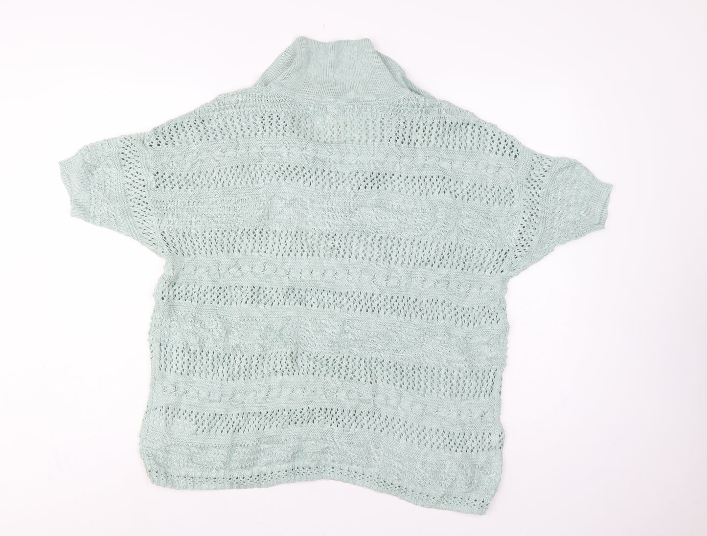 Joie Women’s Blue UK 20 Open Knit Collared Short Sleeve Jumper