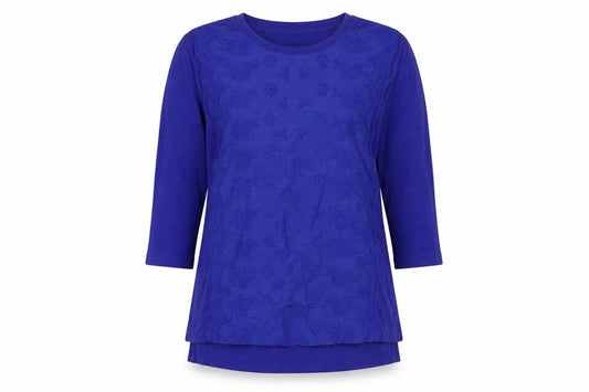 Marks & Spencer Women Blue UK 12 Embroidered Floral Linen Blend Tunic Top