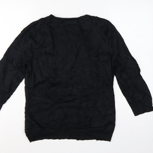 Per Una Women’s Black UK 14 Lace Beaded Button Cardigan 3/4 Sleeve