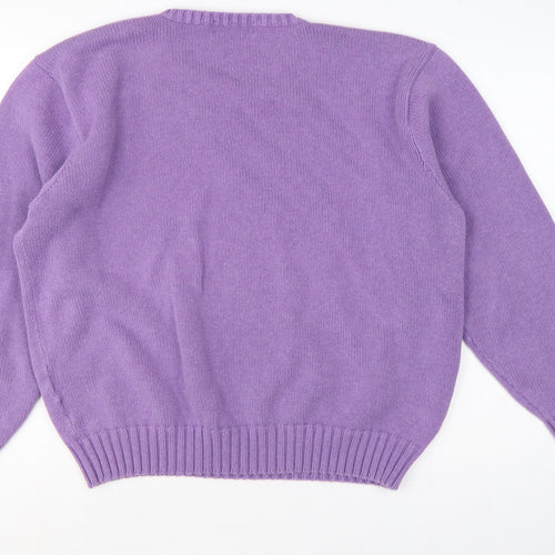 Polo Ralph Lauren Women Purple XL Cotton V-Neck Logo Pullover Jumper