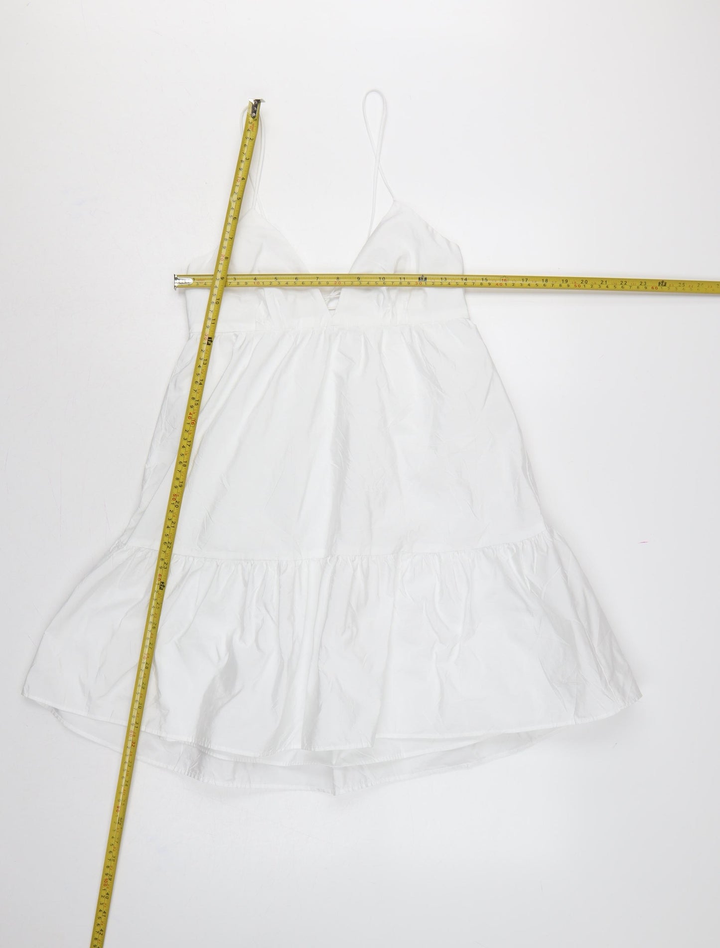 Zara Women White M Fit & Flare Strappy Backless Ruffle Mini Dress