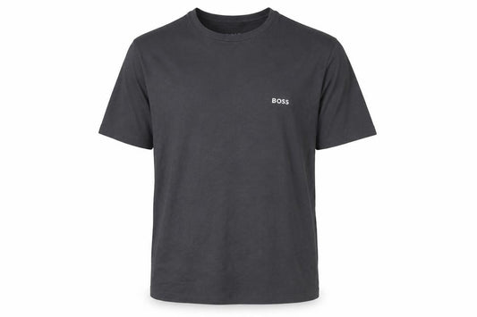 BOSS Mens Black L Logo Cotton Crew Neck Short Sleeve T-Shirt