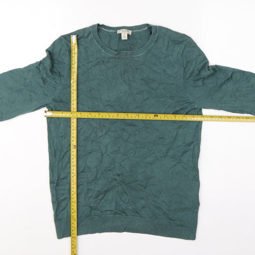 Gap Women's Green L 100% Merino Wool Crew Neck Fine Knit Pullover