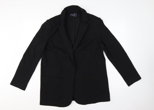 Marks and Spencer Women Black UK 14 Relaxed Fit Stretch Blazer
