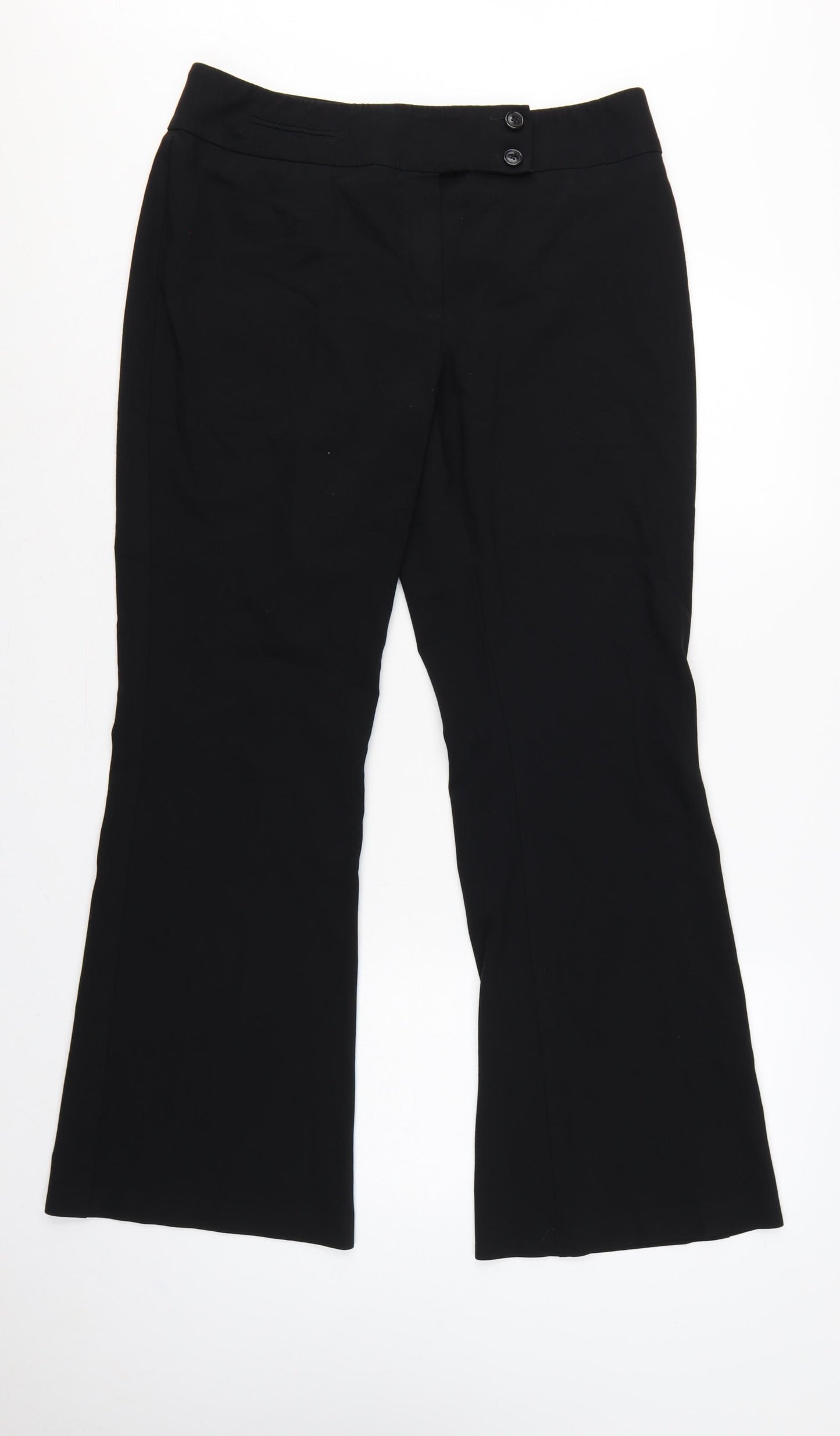 Marks & Spencer Women Black UK 16 Long Flared Dress Trousers