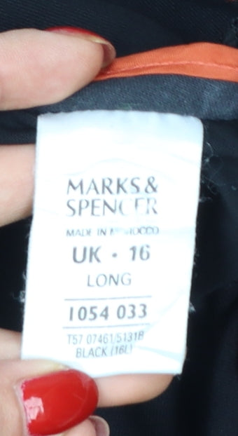 Marks & Spencer Women Black UK 16 Long Flared Dress Trousers