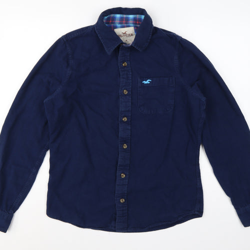 Hollister Men’s Blue M Cotton Long Sleeve Button-Up Shirt Pocket