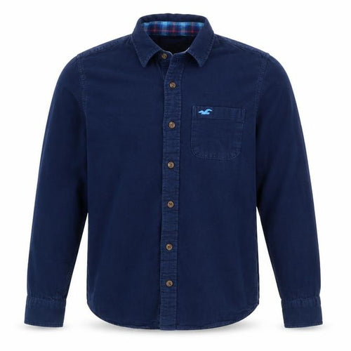 Hollister Men’s Blue M Cotton Long Sleeve Button-Up Shirt Pocket