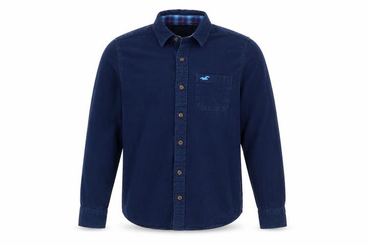 Hollister Men’s Blue M Cotton Long Sleeve Button-Up Shirt Pocket