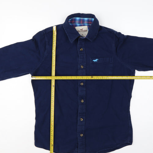 Hollister Men’s Blue M Cotton Long Sleeve Button-Up Shirt Pocket