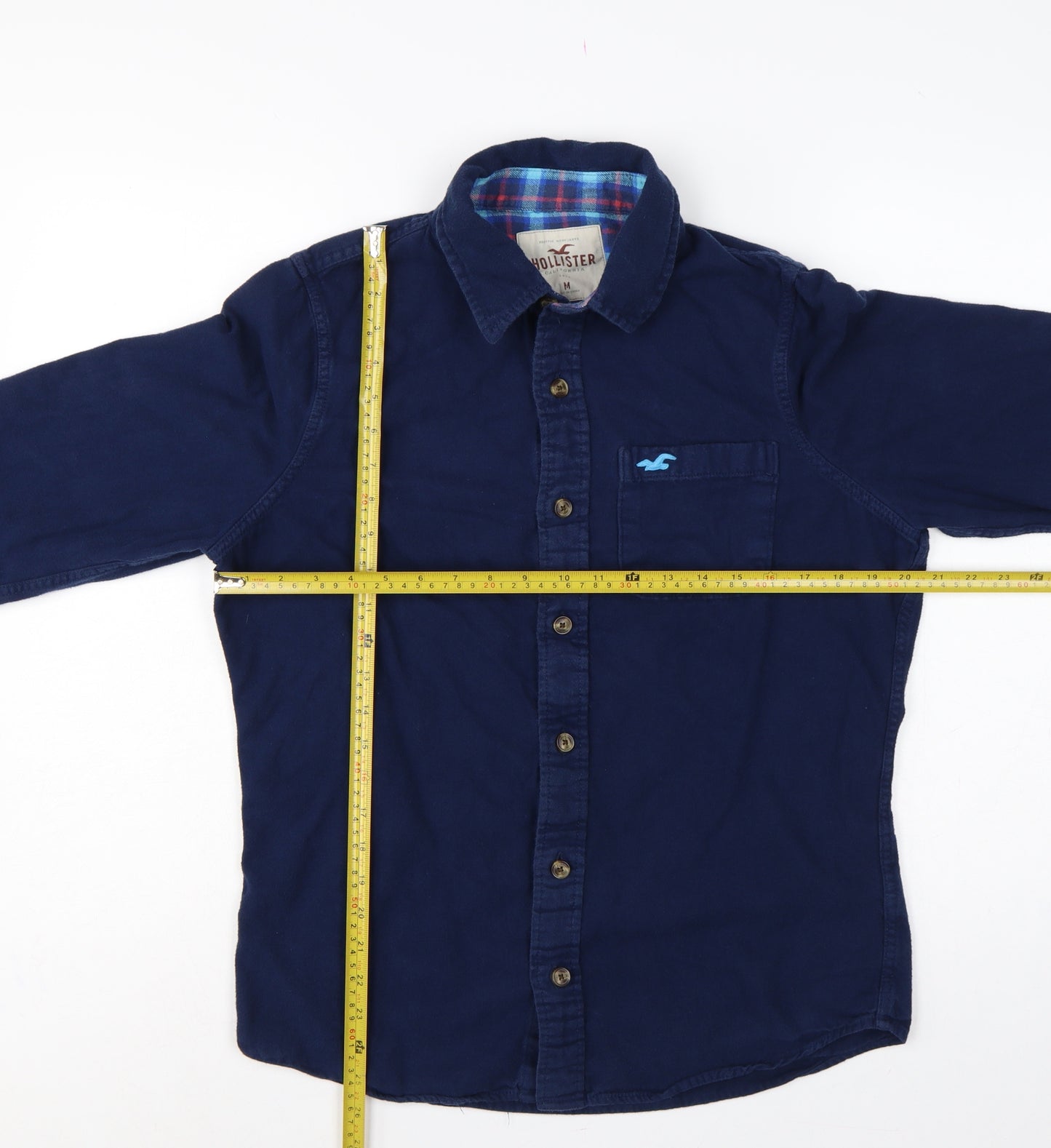 Hollister Men’s Blue M Cotton Long Sleeve Button-Up Shirt Pocket
