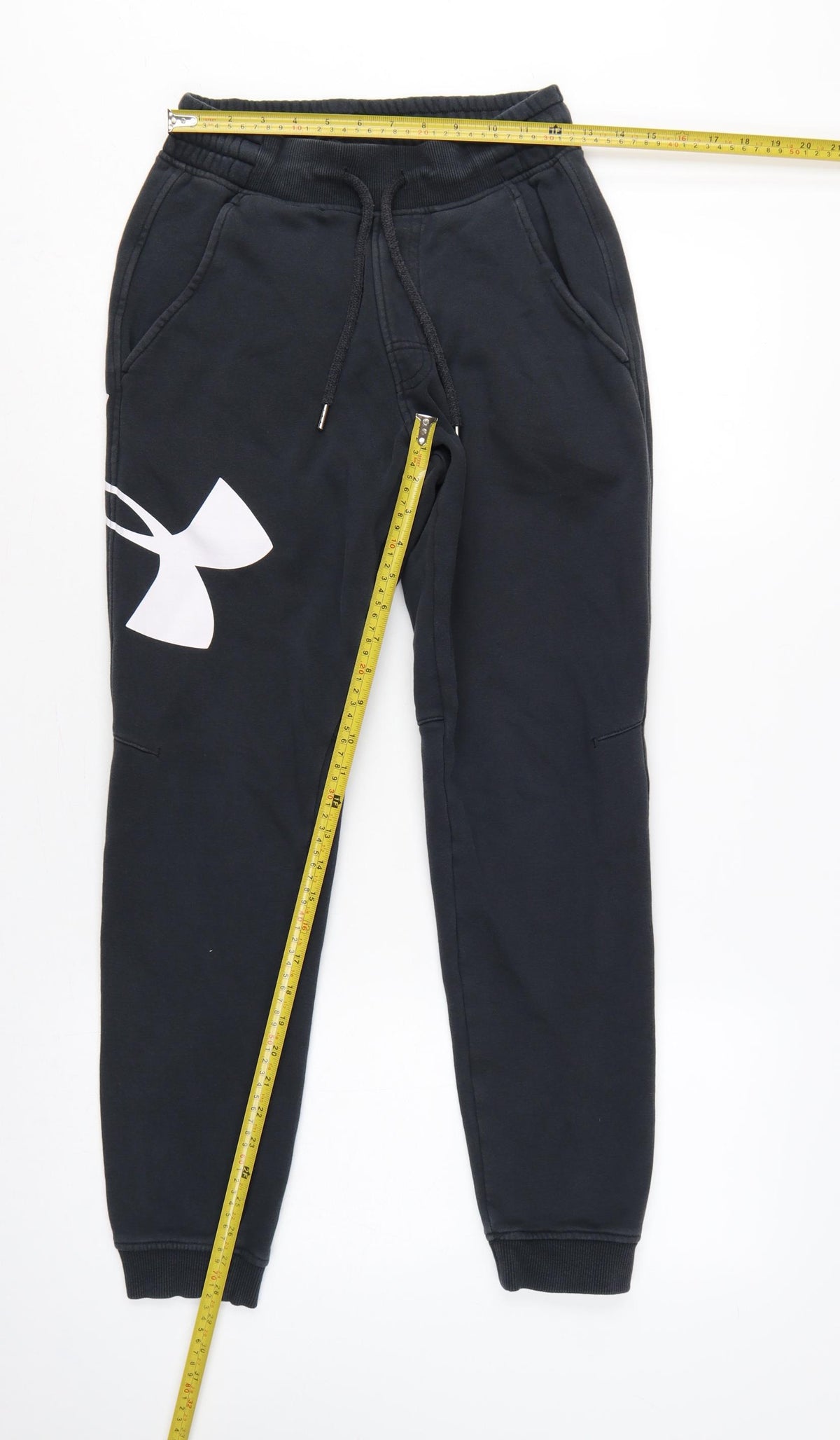 Close-up detail of Under Armour Men’s Black S ColdGear Fitted Logo Jogger Sweatpants