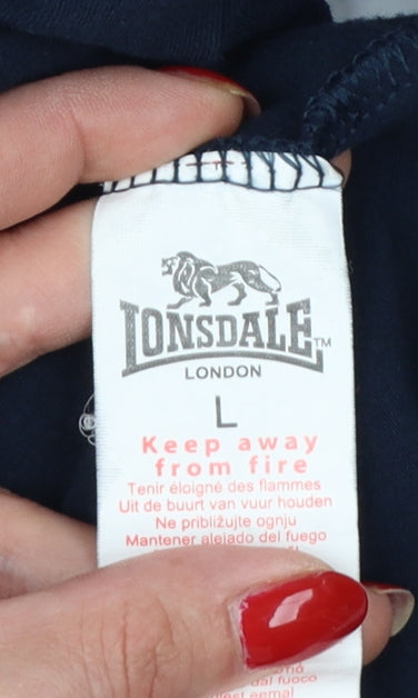 Lonsdale Women’s Blue L Basic Cotton Stretch Lion Logo T-Shirt
