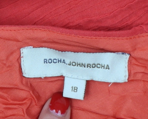 Rocha John Rocha Women Red Size 18 Cotton Embroidered Sequin Maxi Dress