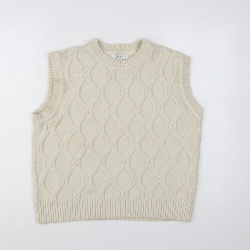 Marks & Spencer Women Ivory M Cable Knit Sleeveless Jumper Vest
