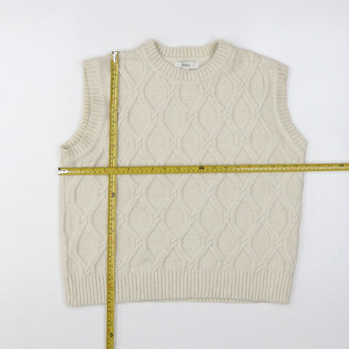 Marks & Spencer Women Ivory M Cable Knit Sleeveless Jumper Vest