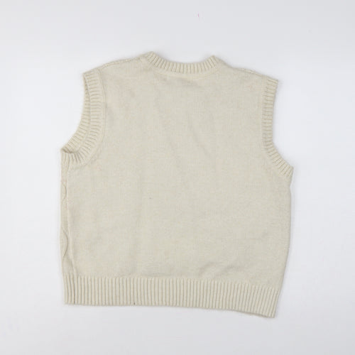 Marks & Spencer Women Ivory M Cable Knit Sleeveless Jumper Vest