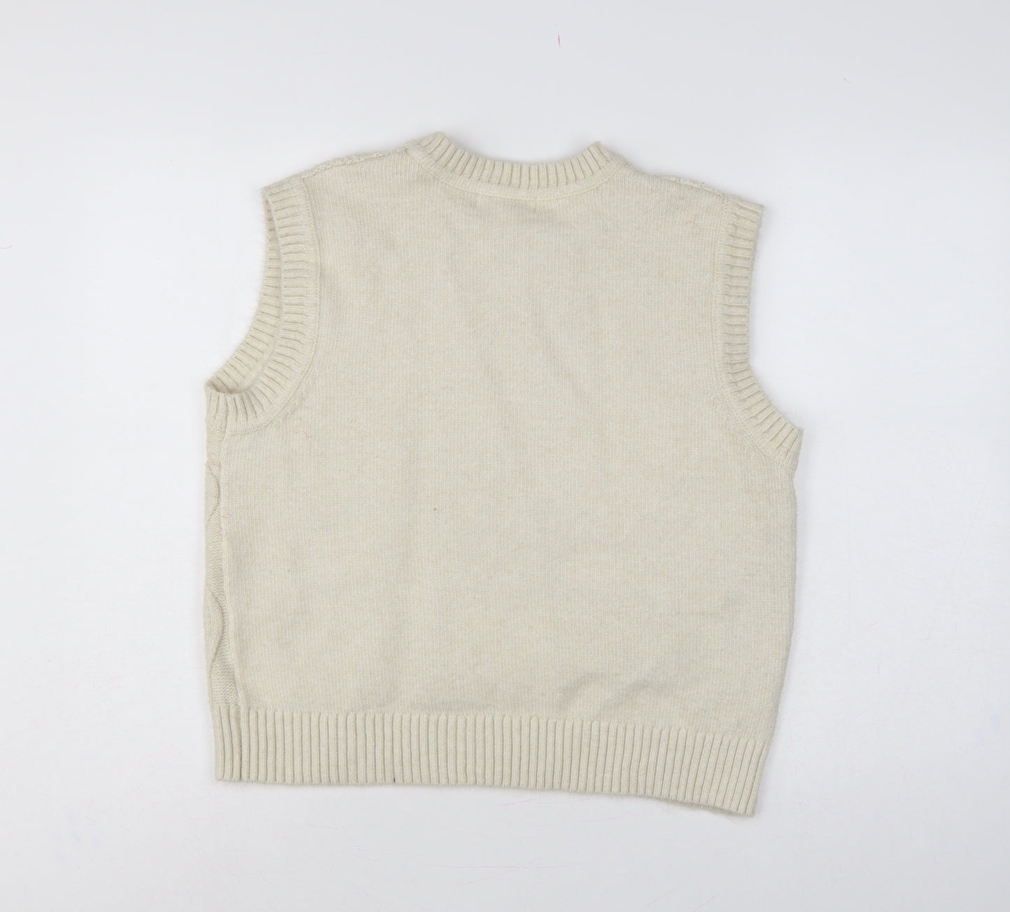 Marks & Spencer Women Ivory M Cable Knit Sleeveless Jumper Vest