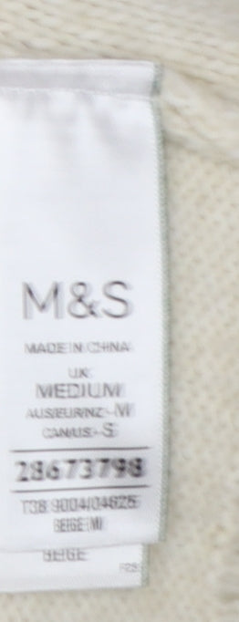 Marks & Spencer Women Ivory M Cable Knit Sleeveless Jumper Vest