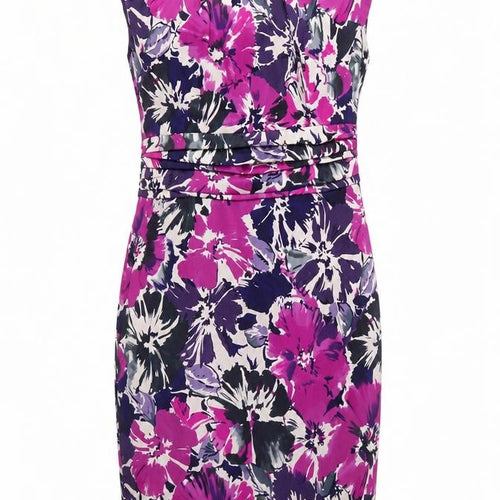 Laura Ashley Women Purple Floral UK 16 Knee Length Sheath Dress