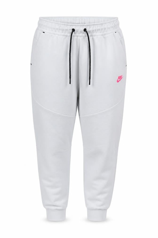 Nike Women Grey Pink Logo Tech Fleece Jogger Trousers L
