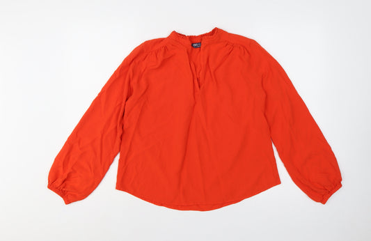 Marks & Spencer Women Orange UK 6 Ruffle High Neck Long Sleeve Blouse