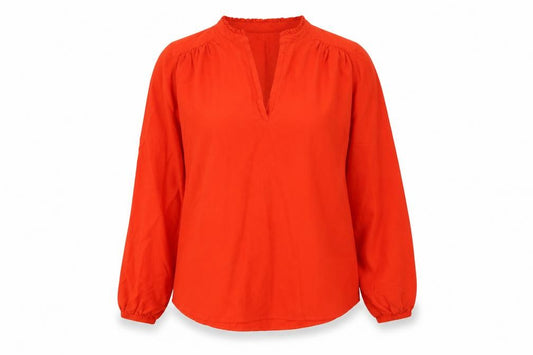 Marks & Spencer Women Orange UK 6 Ruffle High Neck Long Sleeve Blouse
