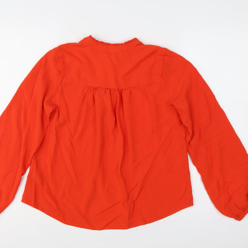 Marks & Spencer Women Orange UK 6 Ruffle High Neck Long Sleeve Blouse