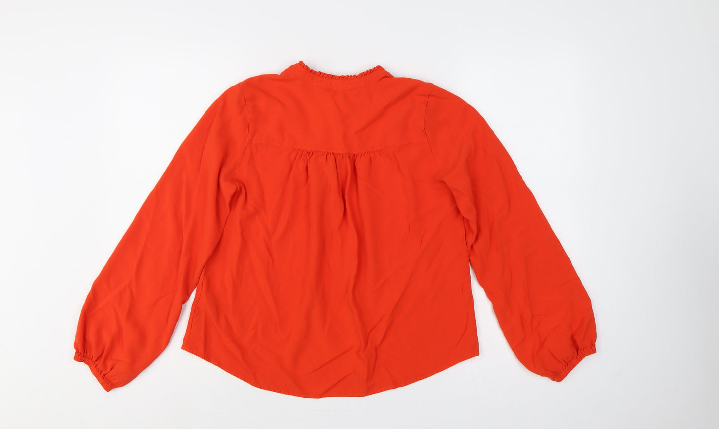 Marks & Spencer Women Orange UK 6 Ruffle High Neck Long Sleeve Blouse