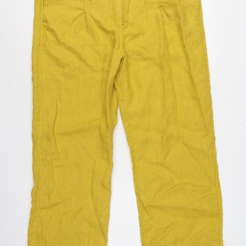 Marks and Spencer Autograph Women Yellow Linen Straight Trousers UK 18