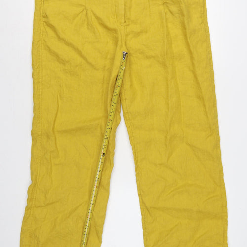 Marks and Spencer Autograph Women Yellow Linen Straight Trousers UK 18