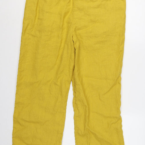 Marks and Spencer Autograph Women Yellow Linen Straight Trousers UK 18