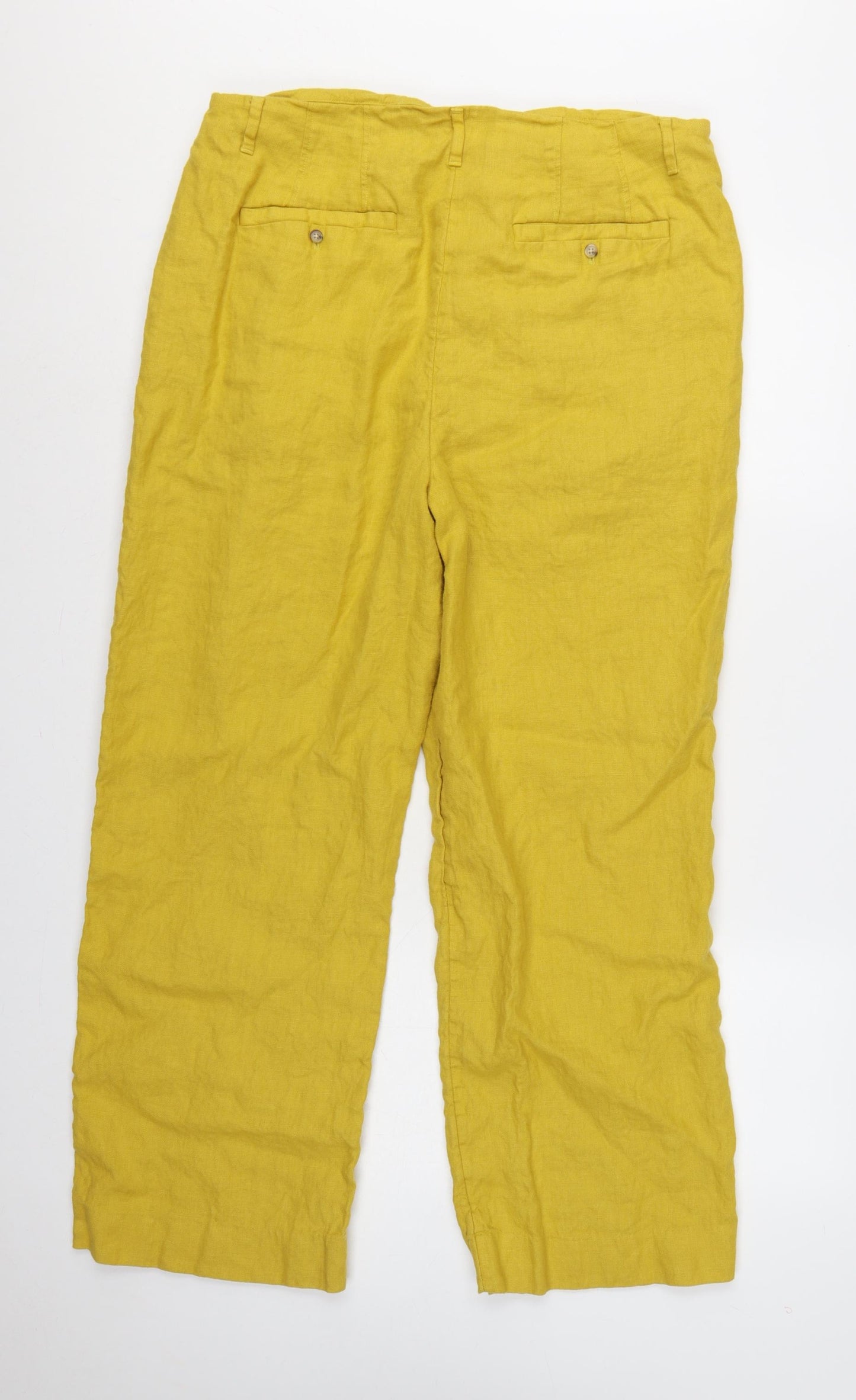 Marks and Spencer Autograph Women Yellow Linen Straight Trousers UK 18
