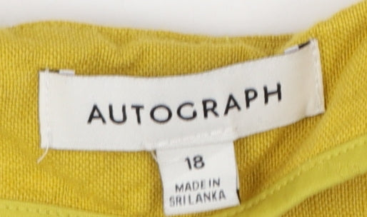Marks and Spencer Autograph Women Yellow Linen Straight Trousers UK 18