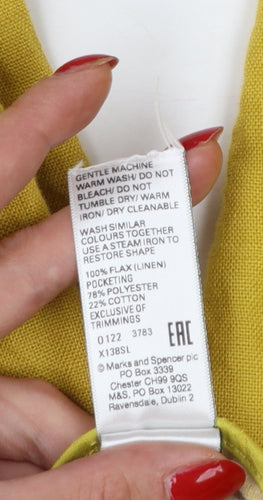 Marks and Spencer Autograph Women Yellow Linen Straight Trousers UK 18