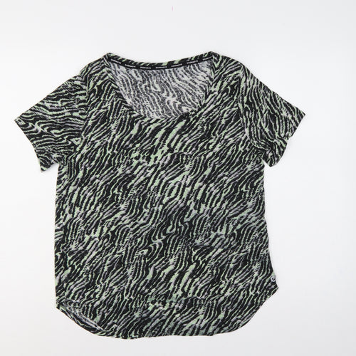 Marks & Spencer Women Green Animal Print Size 14 Wrap V-Neck Top