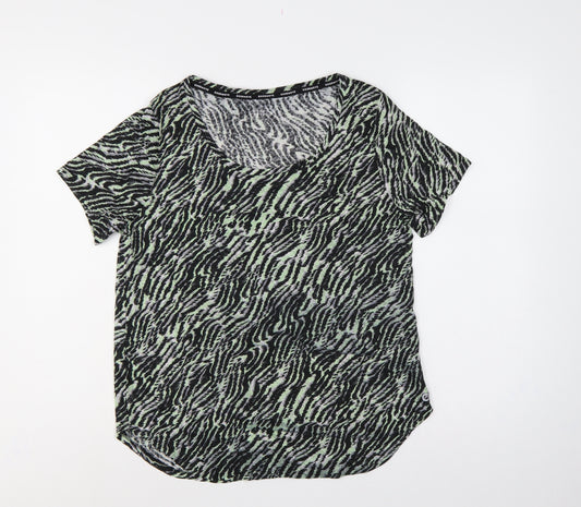 Marks & Spencer Women Green Animal Print Size 14 Wrap V-Neck Top