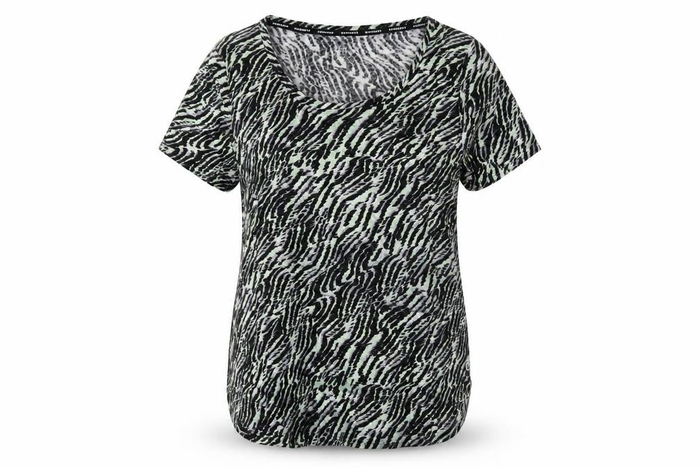 Marks & Spencer Women Green Animal Print Size 14 Wrap V-Neck Top
