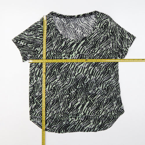Marks & Spencer Women Green Animal Print Size 14 Wrap V-Neck Top