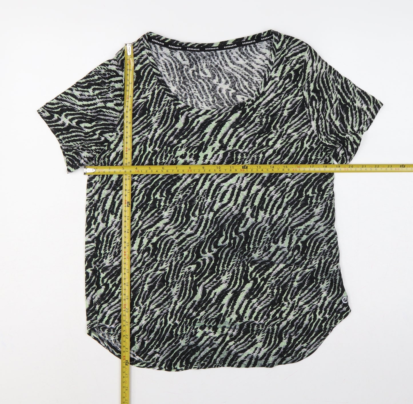 Marks & Spencer Women Green Animal Print Size 14 Wrap V-Neck Top