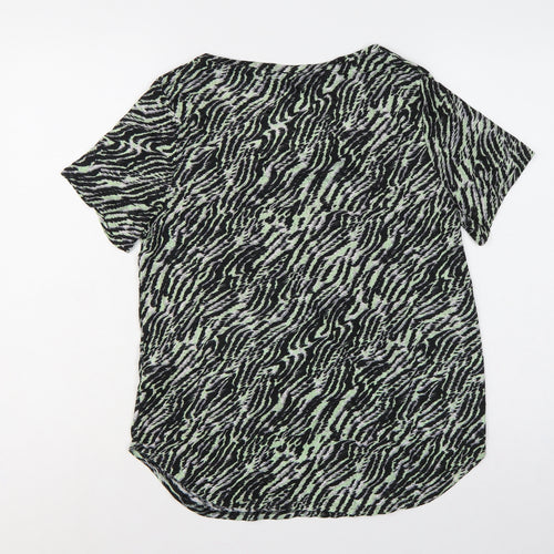 Marks & Spencer Women Green Animal Print Size 14 Wrap V-Neck Top