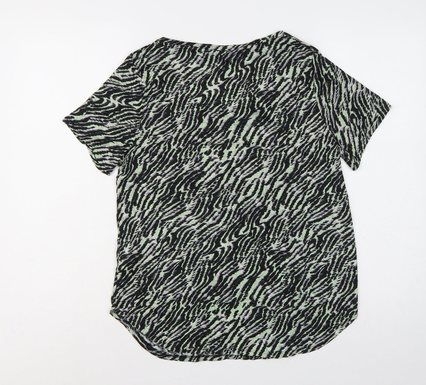 Marks & Spencer Women Green Animal Print Size 14 Wrap V-Neck Top
